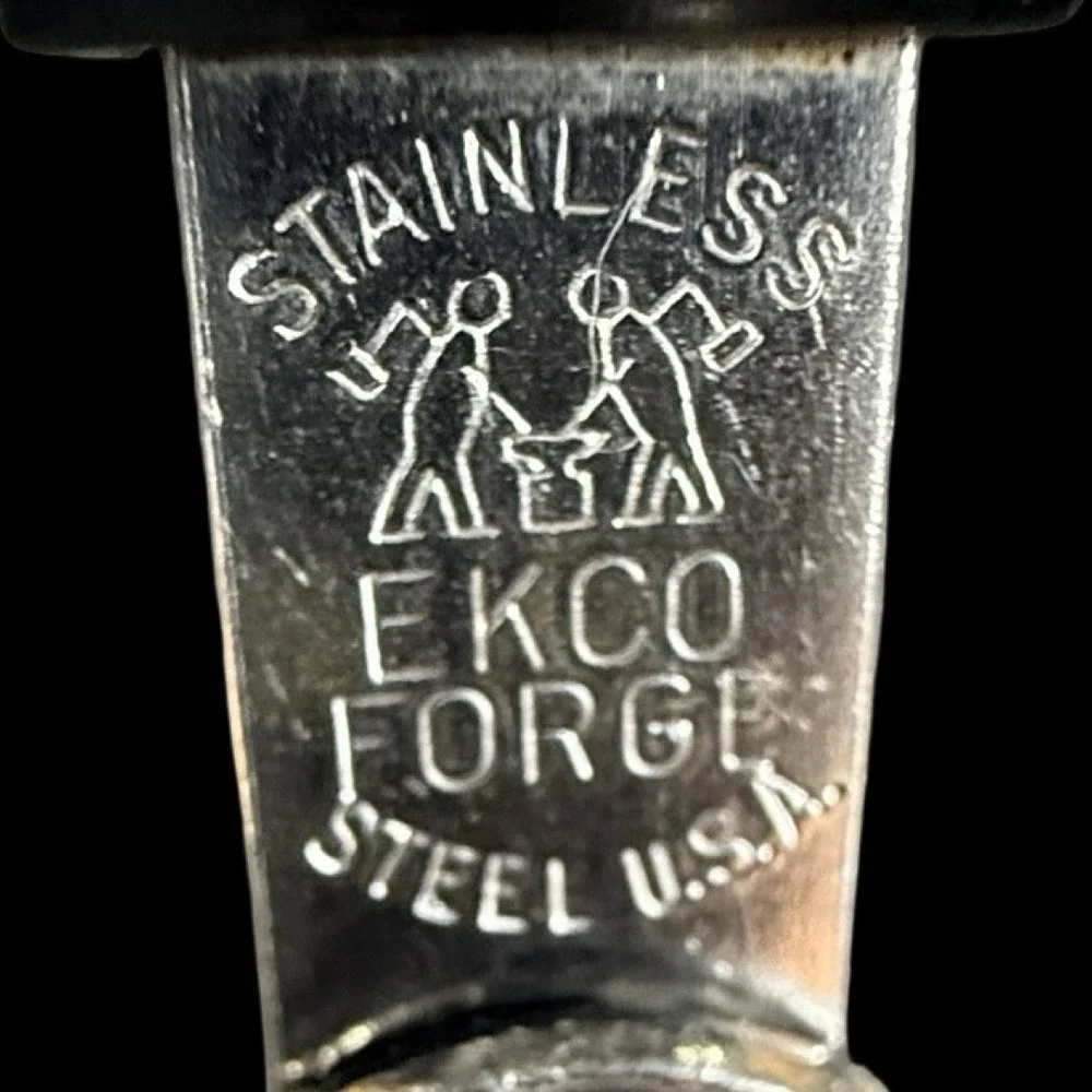 Vintage Ekco Forge Stainless Steel Potato Masher‎ Hand Press Black Handle